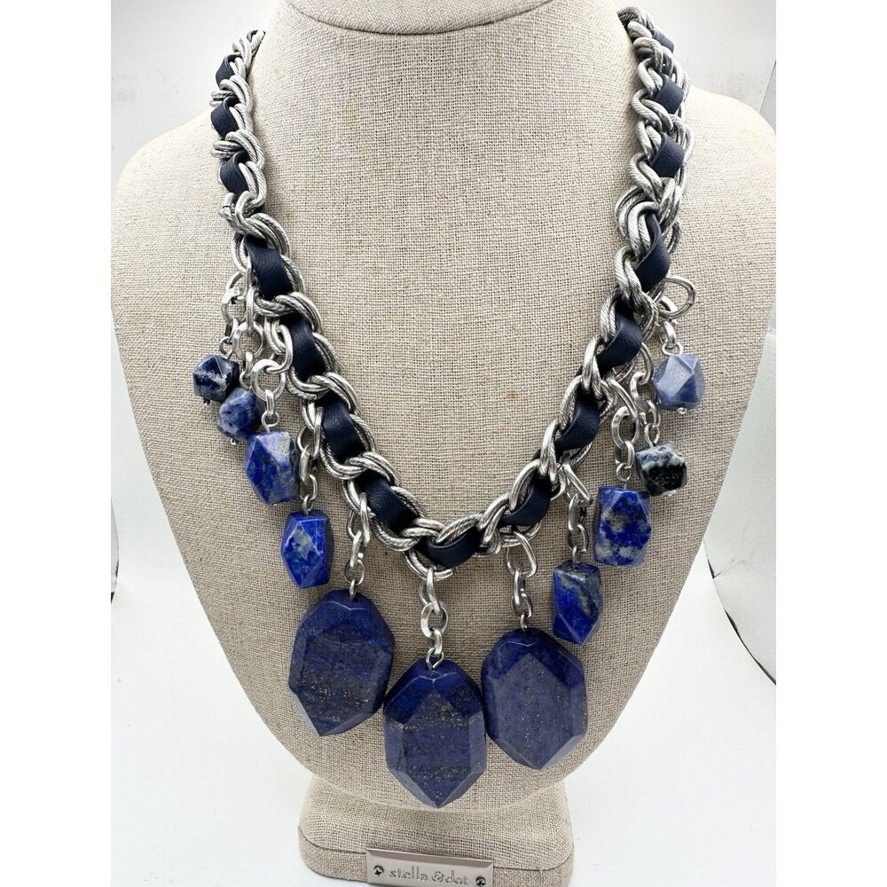 Women's Bold Bib Chico’s Statement Necklace Lapis Lazuli 23”